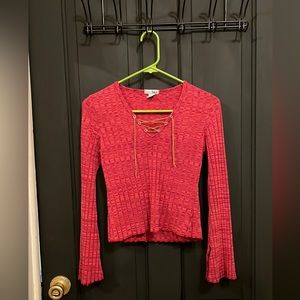 L.E.I. Long Bell Sleeve Shirt with lace up front